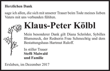 Traueranzeige von Klaus-Peter Kölbl  von Magdeburger Volksstimme