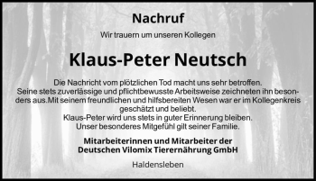 Traueranzeige von Klaus-Peter Neutsch  von Magdeburger Volksstimme