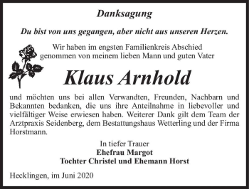 Traueranzeige von Klaus Arnhold  von Magdeburger Volksstimme