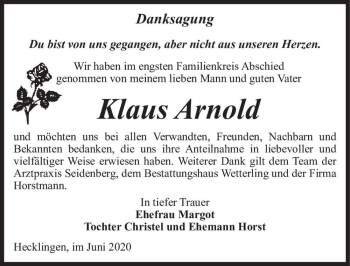 Traueranzeige von Klaus Arnold  von Magdeburger Volksstimme