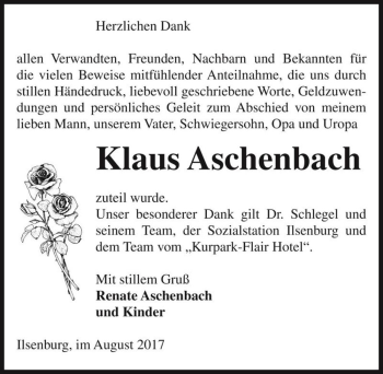 Traueranzeige von Klaus Aschenbach  von Magdeburger Volksstimme