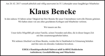 Traueranzeige von Klaus Beneke  von Magdeburger Volksstimme