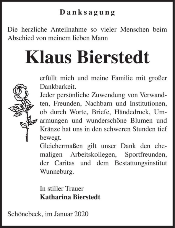 Traueranzeige von Klaus Bierstedt  von Magdeburger Volksstimme