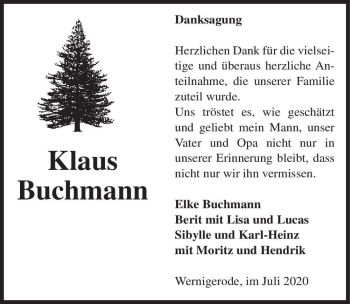 Traueranzeige von Klaus Buchmann  von Magdeburger Volksstimme