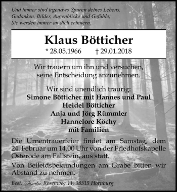 Traueranzeige von Klaus Bötticher  von Magdeburger Volksstimme