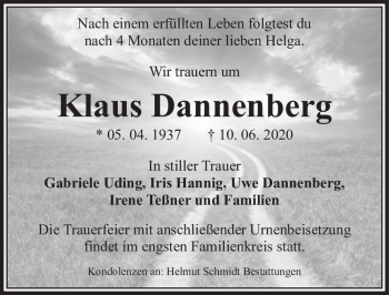 Traueranzeige von Klaus Dannenberg  von Magdeburger Volksstimme