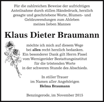 Traueranzeige von Klaus Dieter Braumann  von Magdeburger Volksstimme