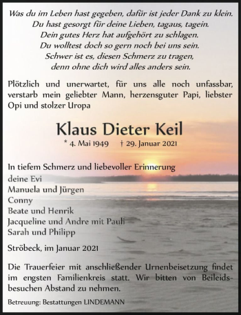 Traueranzeige von Klaus Dieter Keil  von Magdeburger Volksstimme
