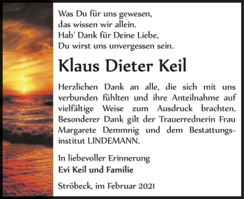 Traueranzeige von Klaus Dieter Keil  von Magdeburger Volksstimme