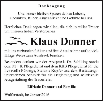 Traueranzeige von Klaus Donner  von Magdeburger Volksstimme