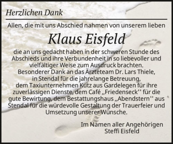Traueranzeige von Klaus Eisfeld  von Magdeburger Volksstimme