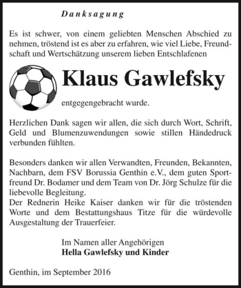 Traueranzeige von Klaus Gawlefsky  von Magdeburger Volksstimme