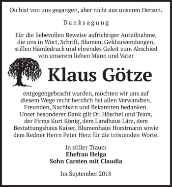 Traueranzeige von Klaus Götze  von Magdeburger Volksstimme