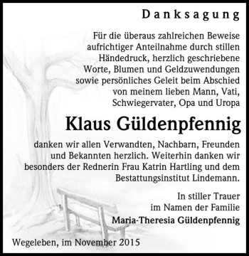 Traueranzeige von Klaus Güldenpfennig  von Magdeburger Volksstimme