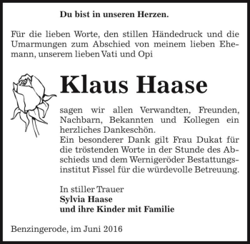 Traueranzeige von Klaus Haase  von Magdeburger Volksstimme