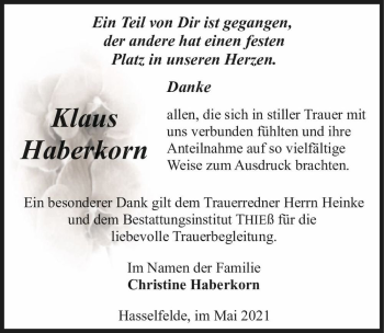 Traueranzeige von Klaus Haberkorn  von Magdeburger Volksstimme