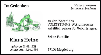 Traueranzeige von Klaus Heine  von Magdeburger Volksstimme