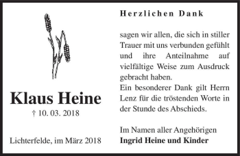 Traueranzeige von Klaus Heine  von Magdeburger Volksstimme