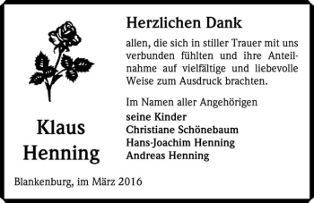 Traueranzeige von Klaus Henning  von Magdeburger Volksstimme