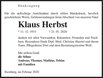 Traueranzeige von Klaus Herbst  von Magdeburger Volksstimme