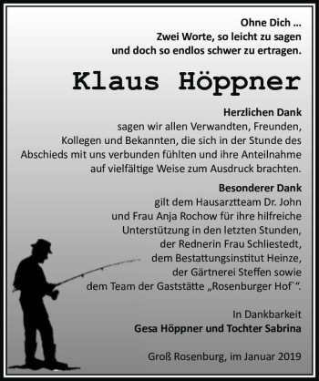 Traueranzeige von Klaus Höppner  von Magdeburger Volksstimme