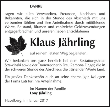 Traueranzeige von Klaus Jährling  von Magdeburger Volksstimme