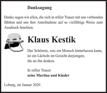 Traueranzeige von Klaus Kestik  von Magdeburger Volksstimme