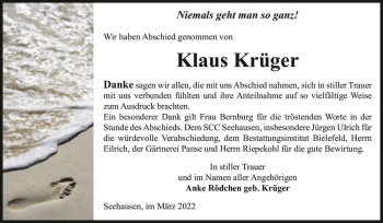 Traueranzeige von Klaus Krüger  von Magdeburger Volksstimme
