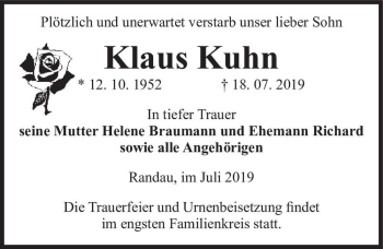Traueranzeige von Klaus Kuhn  von Magdeburger Volksstimme