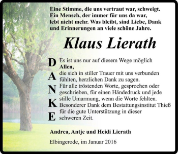 Traueranzeige von Klaus Lierath  von Magdeburger Volksstimme