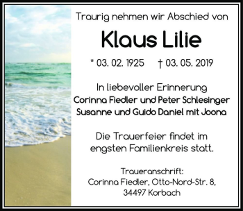 Traueranzeige von Klaus Lilie  von Magdeburger Volksstimme