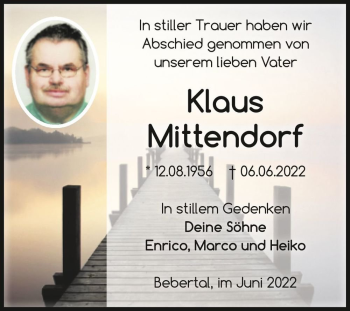 Traueranzeige von Klaus Mittendorf  von Magdeburger Volksstimme