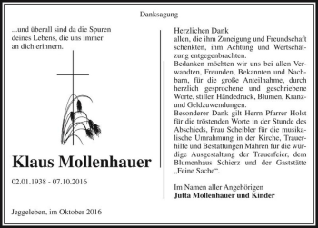 Traueranzeige von Klaus Mollenhauer  von Magdeburger Volksstimme