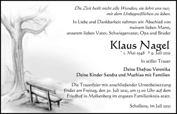 Traueranzeige von Klaus Nagel  von Magdeburger Volksstimme