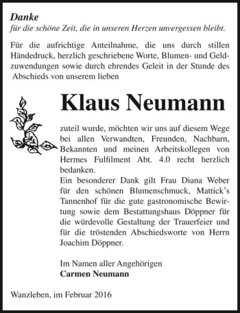 Traueranzeige von Klaus Neumann  von Magdeburger Volksstimme