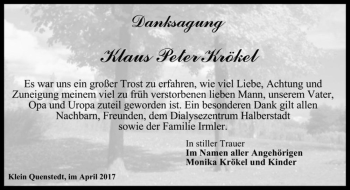 Traueranzeige von Klaus Peter Krökel  von Magdeburger Volksstimme
