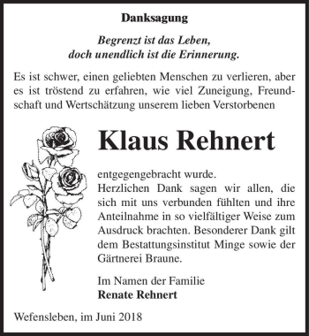 Traueranzeige von Klaus Rehnert  von Magdeburger Volksstimme