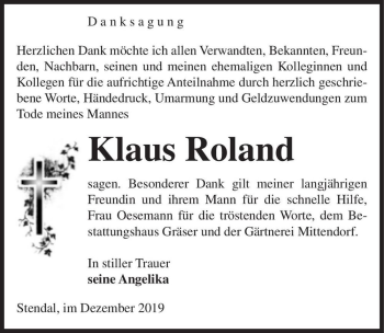 Traueranzeige von Klaus Roland  von Magdeburger Volksstimme