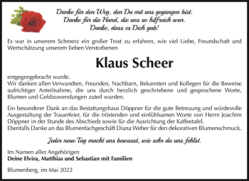 Traueranzeige von Klaus Scheer  von Magdeburger Volksstimme