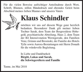 Traueranzeige von Klaus Schindler  von Magdeburger Volksstimme
