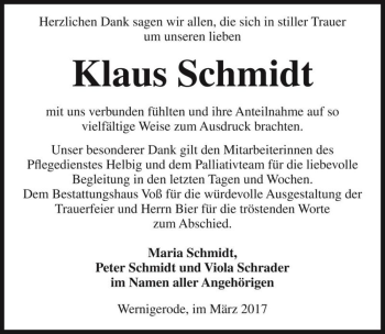Traueranzeige von Klaus Schmidt  von Magdeburger Volksstimme
