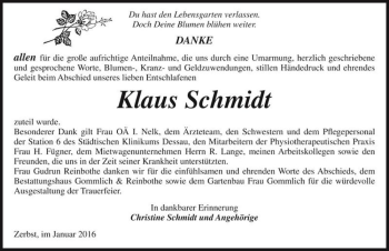Traueranzeige von Klaus Schmidt  von Magdeburger Volksstimme