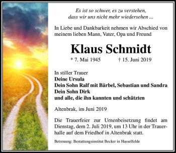 Traueranzeige von Klaus Schmidt  von Magdeburger Volksstimme