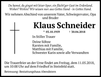 Traueranzeige von Klaus Schneider  von Magdeburger Volksstimme