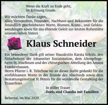 Traueranzeige von Klaus Schneider  von Magdeburger Volksstimme