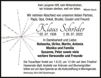 Traueranzeige von Klaus Schröder  von Magdeburger Volksstimme