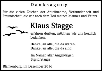 Traueranzeige von Klaus Stagge  von Magdeburger Volksstimme