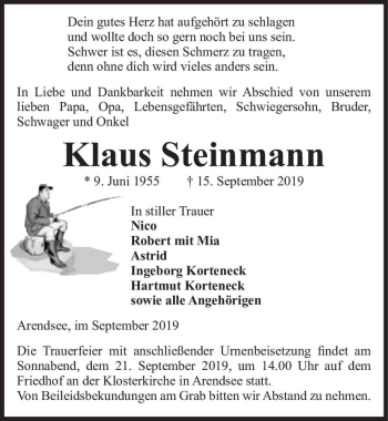 Traueranzeige von Klaus Steinmann  von Magdeburger Volksstimme