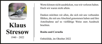 Traueranzeige von Klaus Stresow  von Magdeburger Volksstimme