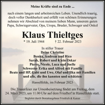 Traueranzeige von Klaus Thieltges  von Magdeburger Volksstimme